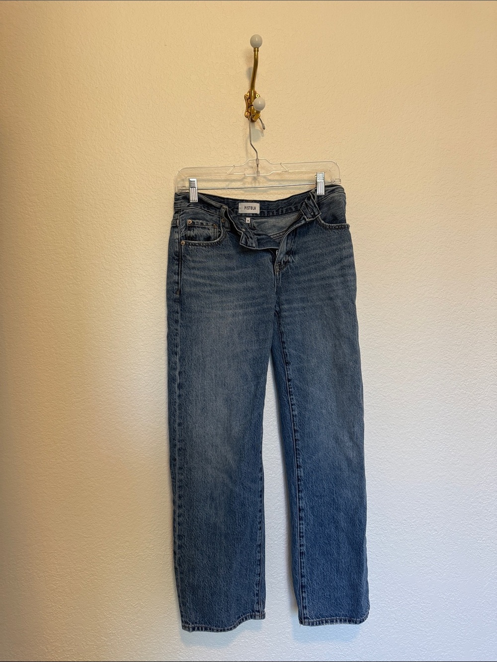 PISTOLA Petite High-Rise Straight Leg Jeans in Blue